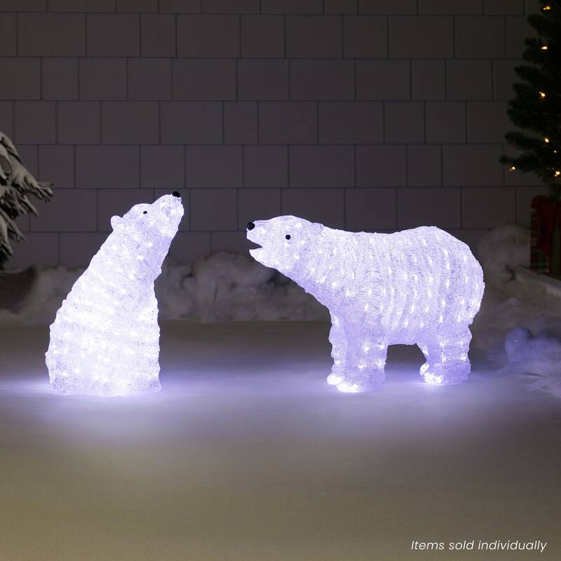 18.5" Lighted Acrylic Polar Bear Christmas Display Decor
