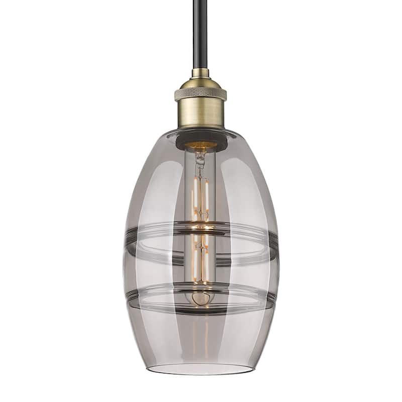 Innovations Lighting 616-1S 8 6 Vaz Pendant Vaz 6" Wide Mini Pendant - Black Antique Brass / Light Smoke