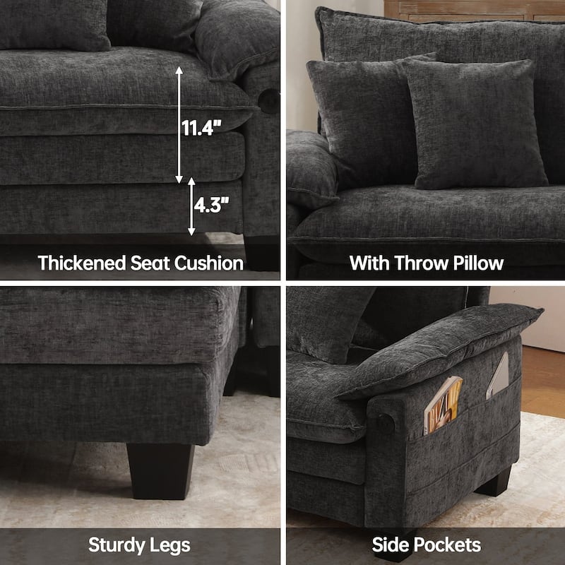 Living Room Furniture Sets, Modular Sectional Sofa Set with Ottoman for Living Room, Convertible Sofa Couch
