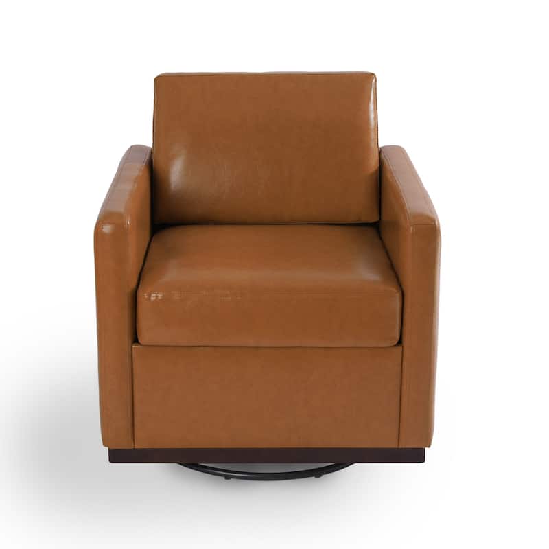 Chenille Leather Modern Swivel Accent Chair