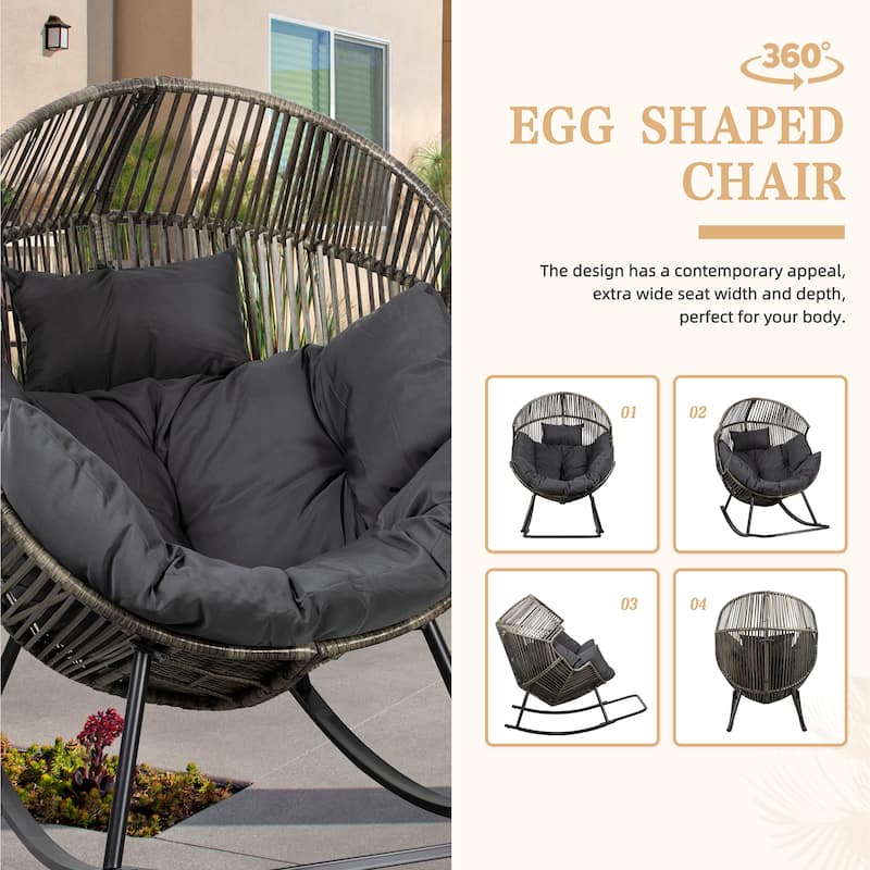 Futzca Wicker rocking egg chair (with cushions)