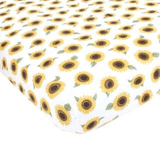 Hudson Baby Infant Girl Cotton Fitted Crib Sheet, Sunflower, One Size - Sunflower - One Size