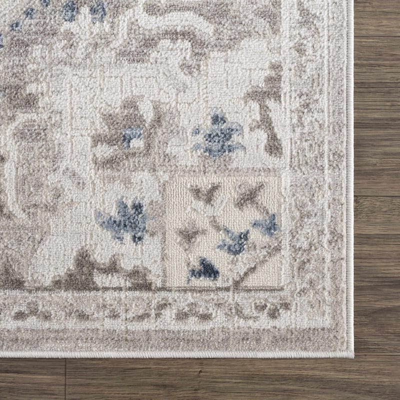 Hauteloom Calum Living Room, Bedroom Area Rug - Farmhouse - High Pile - Pink,Gray - 7'9" x 9'6"