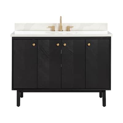 Avanity Adele 49 in. Vanity Combo in Black Oak finish with Calacatta Quartz Top