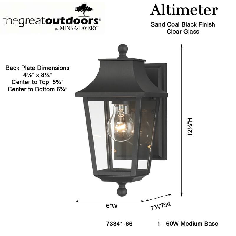The Great Outdoors 73341 Altimeter 13" Tall Outdoor Wall Sconce with