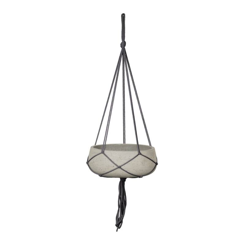 Last Chance Small Hanging Pot With Netting, Cement Grey