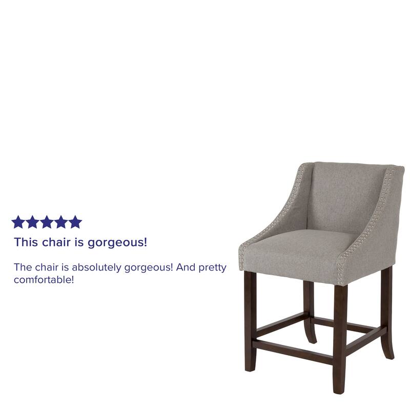 24-inch Transitional Curved Walnut Counter Height Stools (Set of 2) - 20"W x 22"D x 36"H