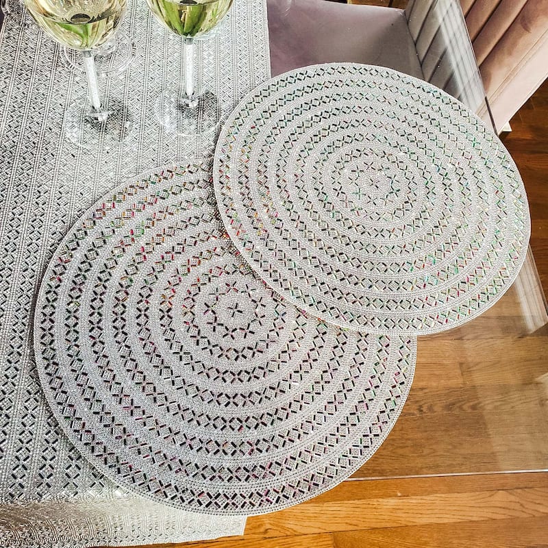 Sparkles Home Madison Avenue Round Rhinestone Placemat