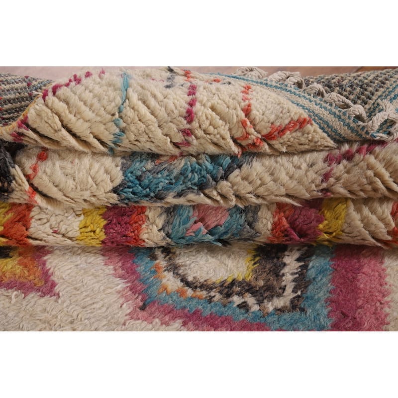 Geometric Moroccan Pakistan Area Rug Handmade Wool Carpet - 7'11" x 10'10"