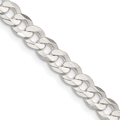 Curata 925 Sterling Silver 5.65mm Concave Beveled Curb Chain Necklace for Men