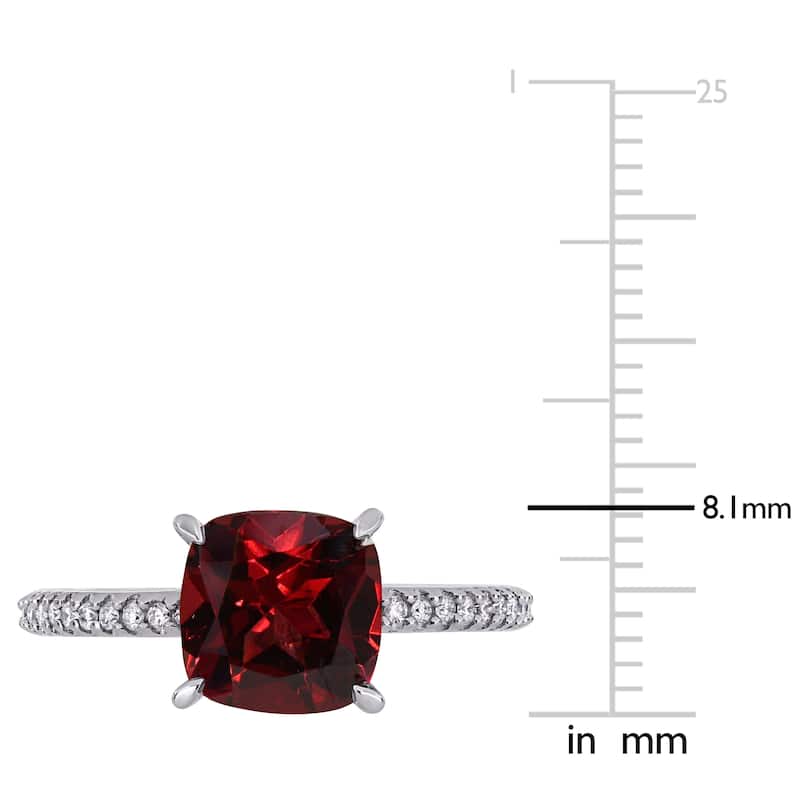 Miadora 14k White Gold Garnet and 1/10ct TDW Diamond Solitaire Engagement Ring