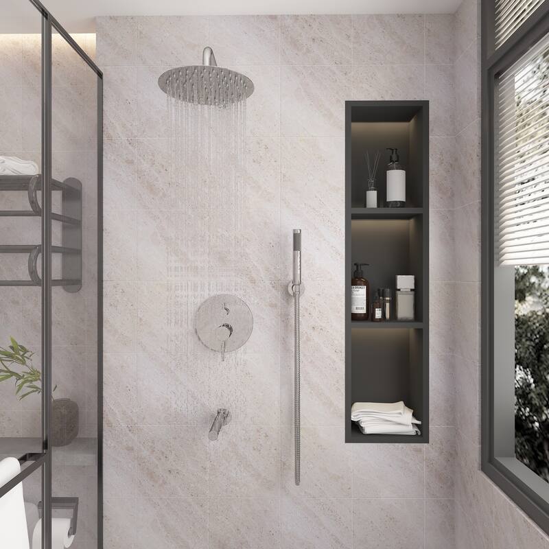 10-Inch Three-function Wall-mounted Round Shower Set - Chrome