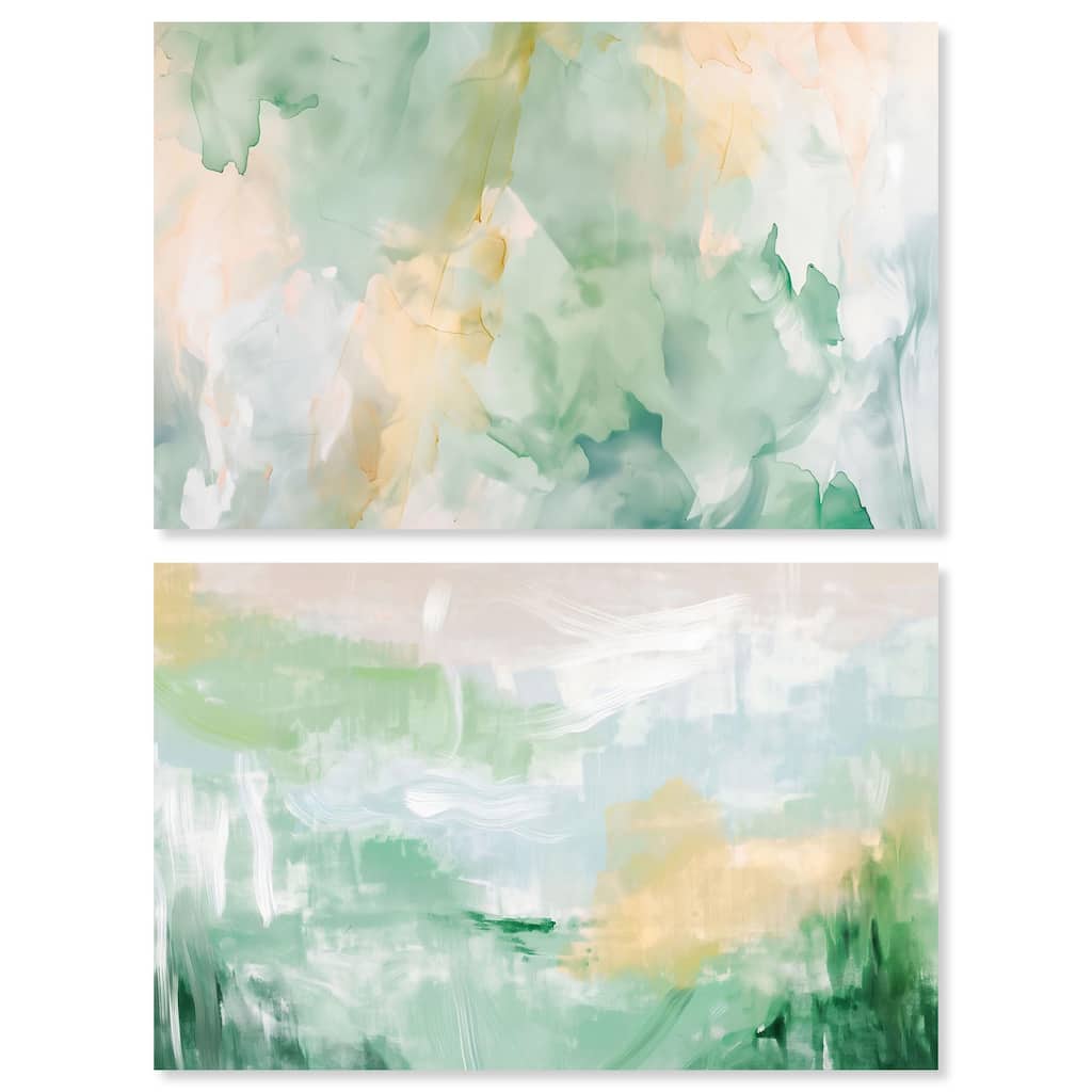 Double Green Set Canvas Set of 2 by Art Remedy, Gallery Wrapped