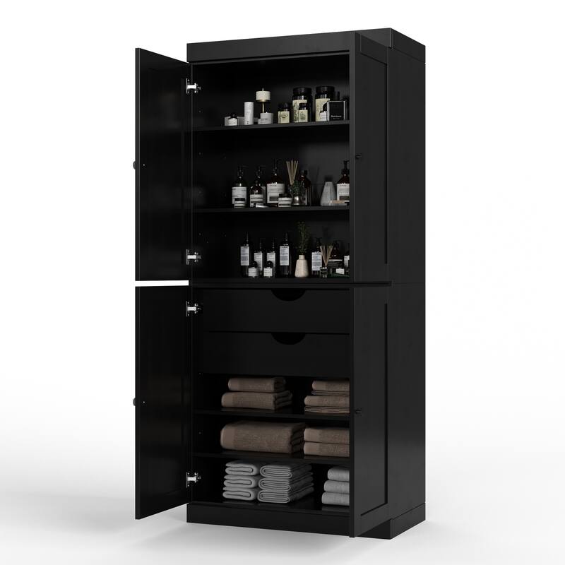 Palace Imports 100% Solid Wood 32" Bathroom Storage Cabinet with Shaker Doors, 2-Drawers and Adjustable Shelves