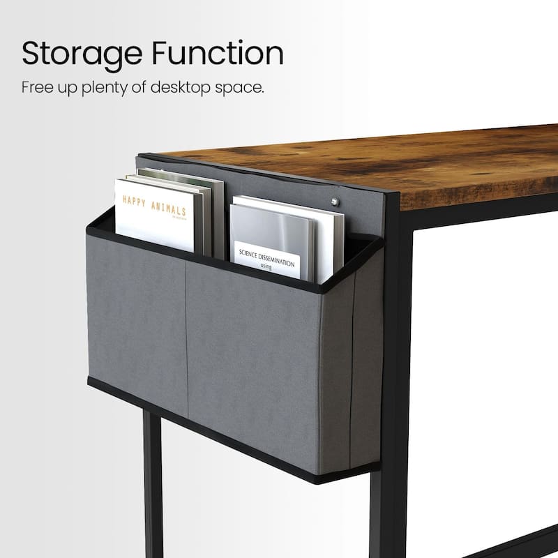 Mieres Home Office Computer Desk, Writing Study Desk, Modern Simple Style Laptop Table with Storage Bag and Hook