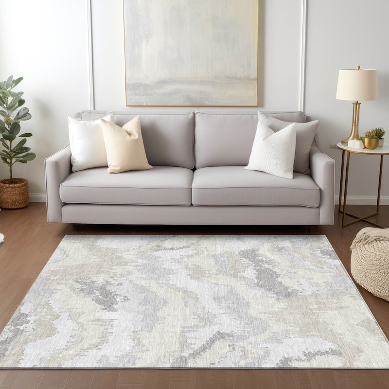 Machine Washable Indoor/ Outdoor Chantille Ombre Abstract Rug