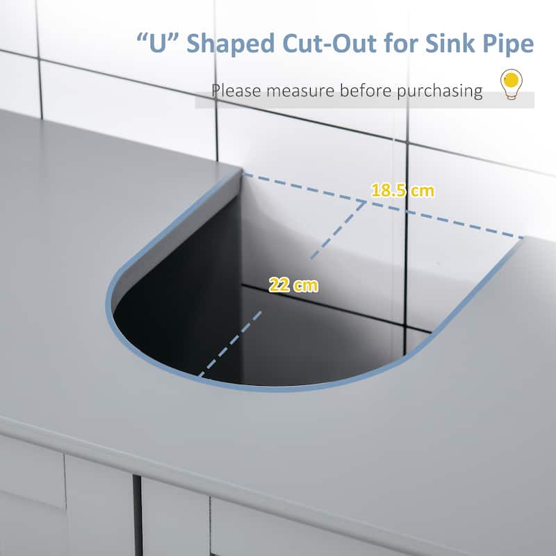 Sink Storage Cabinet, Vanity Base Cabinet, Under Sink Bathroom Cabinet with U-shape Cut-Out and Adjustable Internal Shelf, Gray