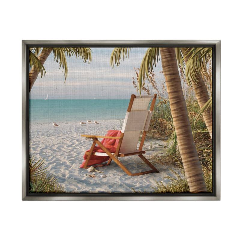 Stupell Tropic Breeze Beach Landscape Framed Floater Canvas Wall Art by Alan Giana - 30 x 24 - Grey