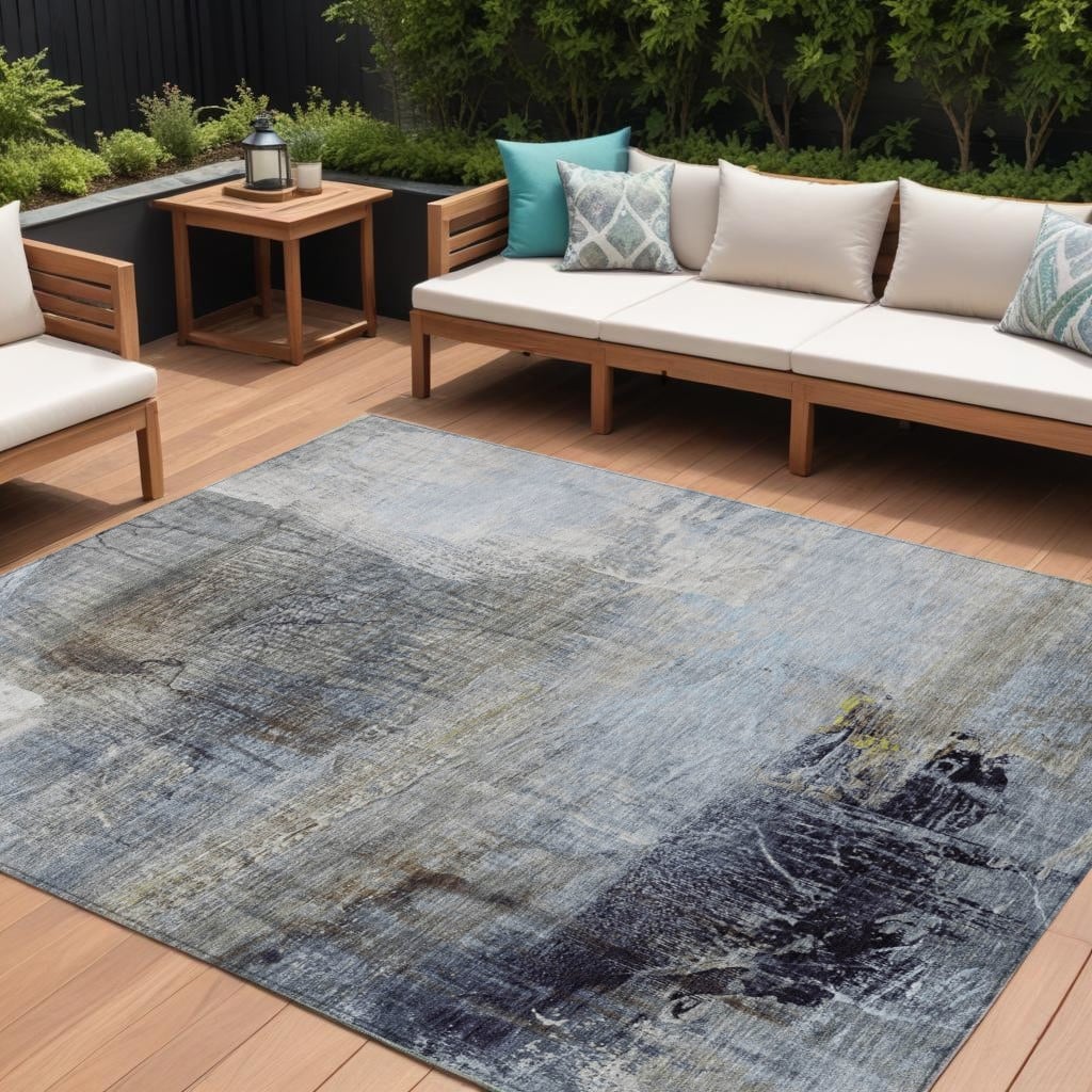 HomeRoots Abstract Transitional Rectangle Outdoor Rug
