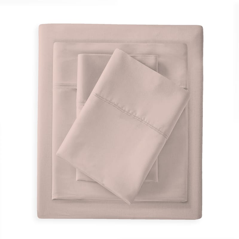 Purity Home 300TC Organic 100% Cotton Cool Crisp Percale Sheet Set - Pink - King
