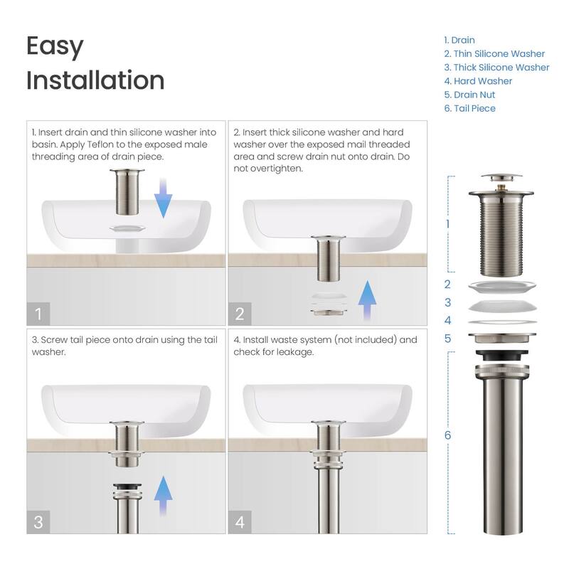Pop Up Drain Stopper for Bathroom without Overflow