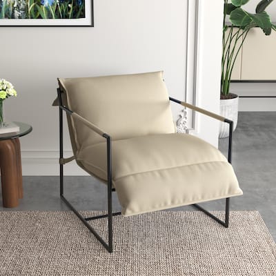 Fabric Armchair Metal Framed Sling Accent Chair