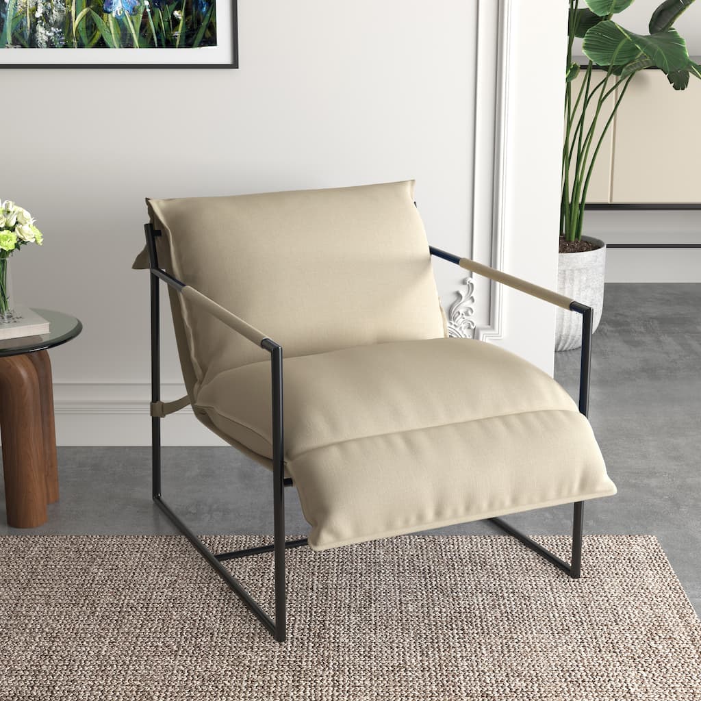 Fabric Armchair Metal Framed Sling Accent Chair