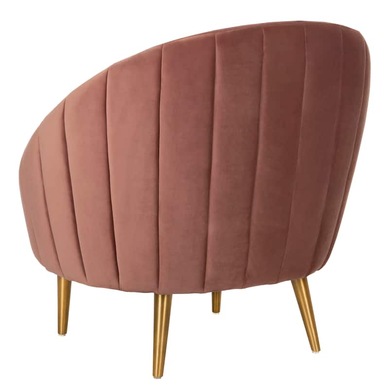 SAFAVIEH Couture Razia Dusty Rose Velvet Channel Tufted Tub Chair - 32.1" W x 30.3" L x 1.5" H