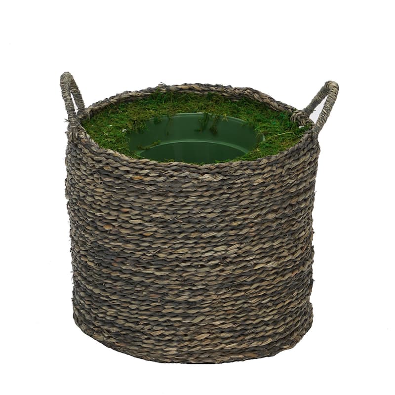 Large Seagrass Basket Planter Pot-in-a-Pot - Grey-Washed