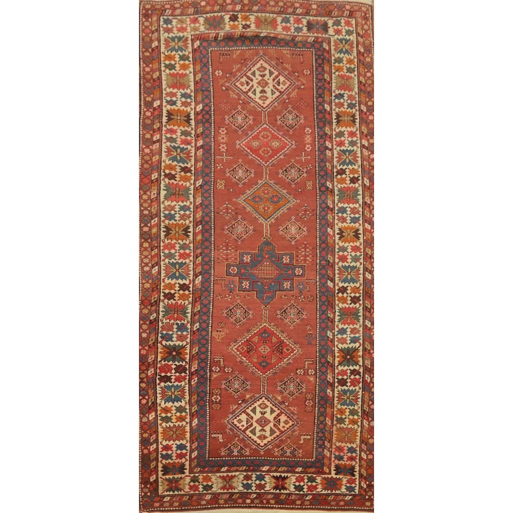 Hand Knotted Oriental 100% Wool Carpet Traditional Tribal Oranges & Rust Heriz (serapi) Runner Rug - 10' 4'' X 3' 9''