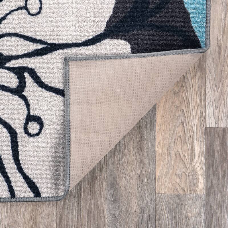 World Rug Gallery Modern Floral Non-Slip Area Rug