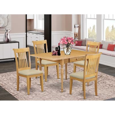 5-Piece Natural Oak Finish Solid Wood Top Dining Room Set (Seats-4)