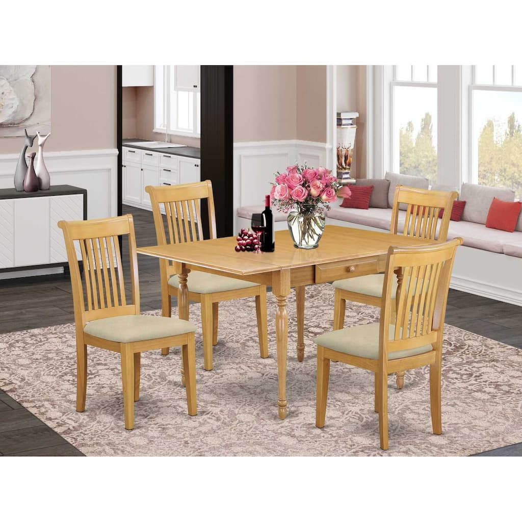 5-Piece Natural Oak Finish Solid Wood Top Dining Room Set (Seats-4)