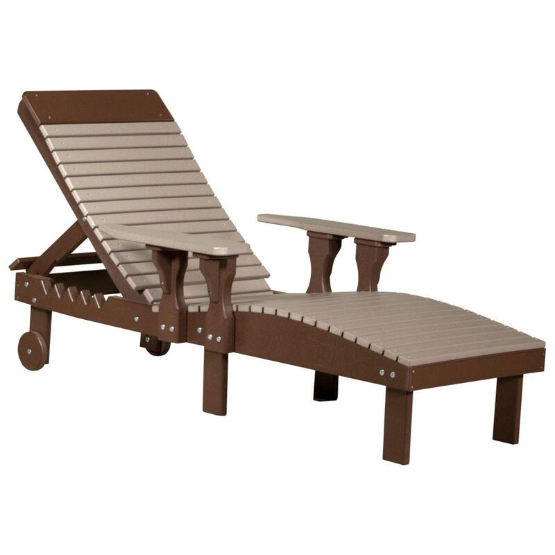 Poly Lumber Lounge Chair - Weatherwood & Chestnut Brown