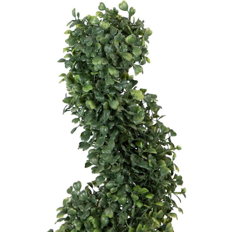 3' Artificial Two-Tone Boxwood Spiral Topiary Tree with Round Pot Unlit - 8