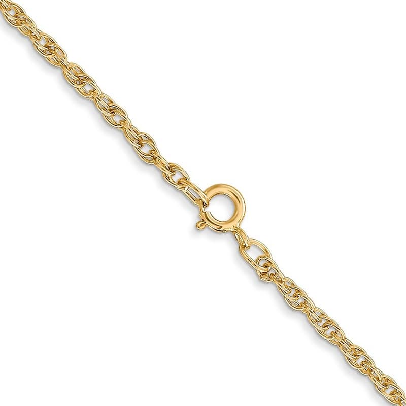 Curata 14k Yellow Gold 1.25mm Carded Cable Rope Chain Necklace (Spring) Options: 16 18 20