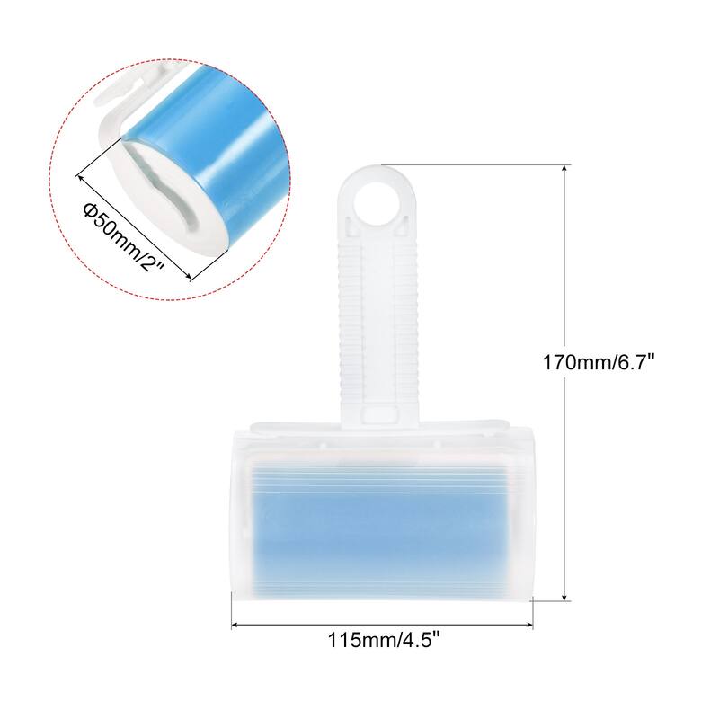 2Pcs 17cm Fluff Hair Remover, Portable Sticky Roller Dust Cleaner Brush, Blue
