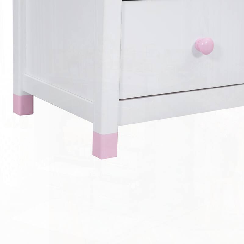 Wooden Nightstand with Two Drawers for Kids