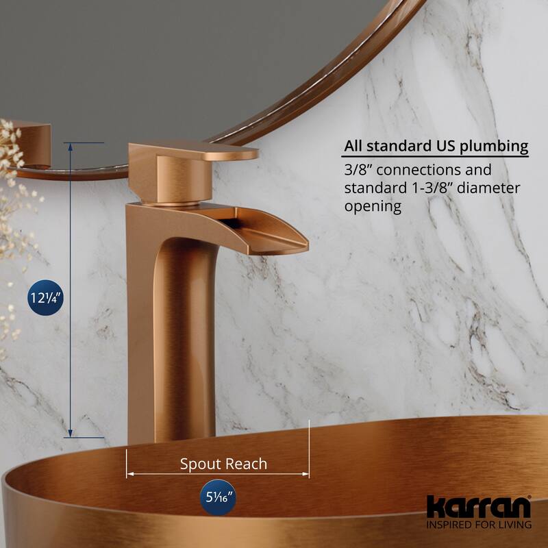 Karran Kassel Single Hole Single Handle Vessel Bathroom Faucet with Matching Pop-up Drain