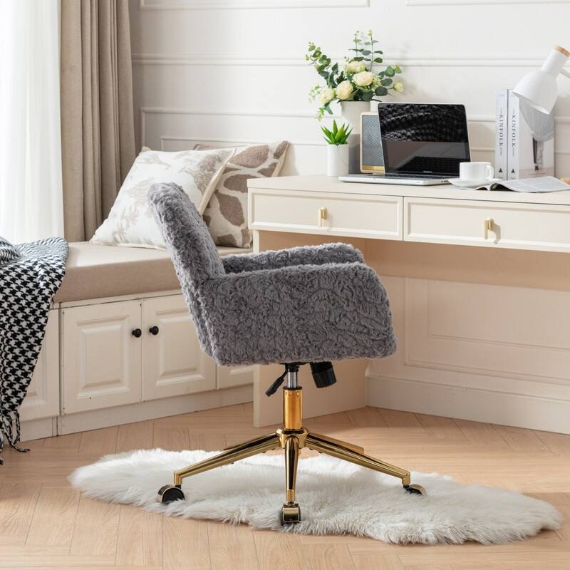 Office Chair Home Office Chair with 360°Swivel and Golden Metal Base