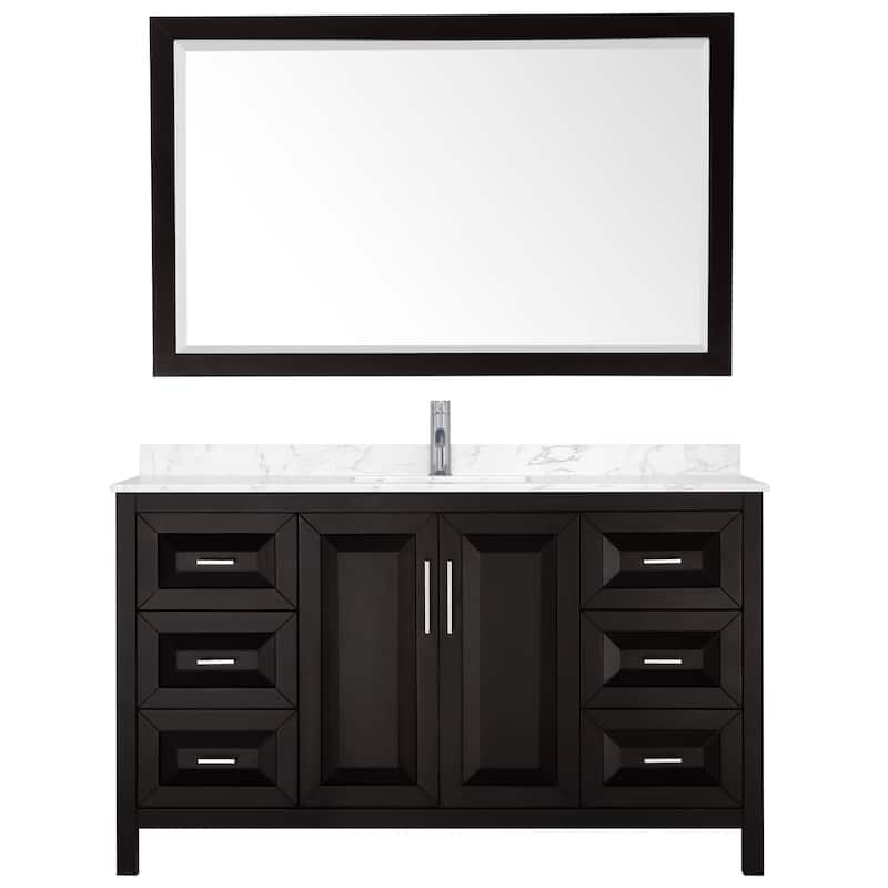 Daria 60 Inch Single Vanity, Cultured Marble Top, 58 Inch Mirror