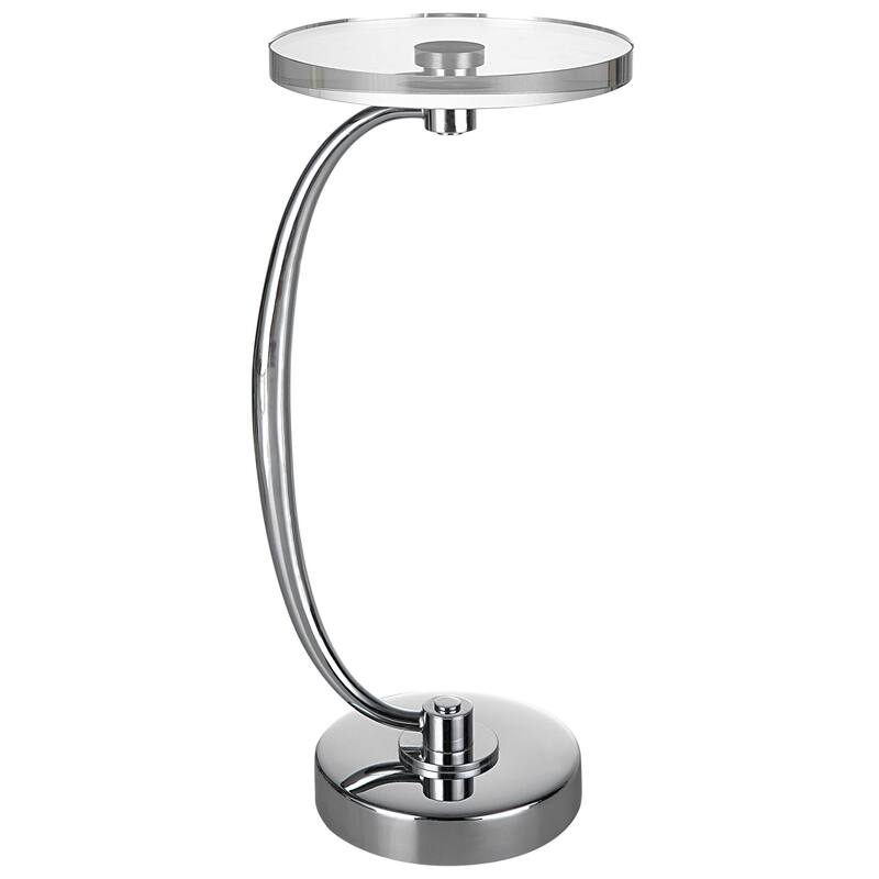 26.5" Silver Sleek Curved Drink Table