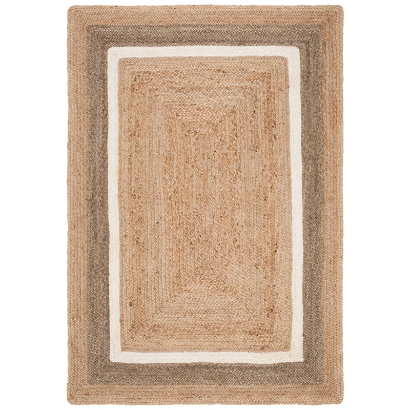 SAFAVIEH Handmade Natural Fiber Antonije Border Jute Rug - 2'6" x 4' - Natural/Grey/Ivory