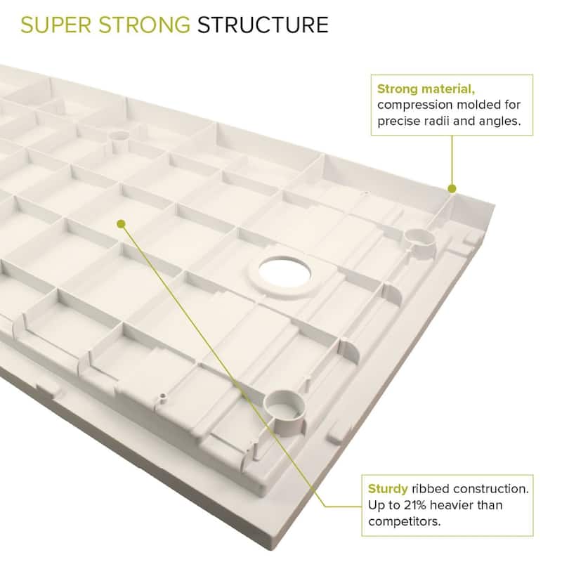 Transolid TRS_FL4832L FL-Series 48" x 32" Rectangular Shower Base with