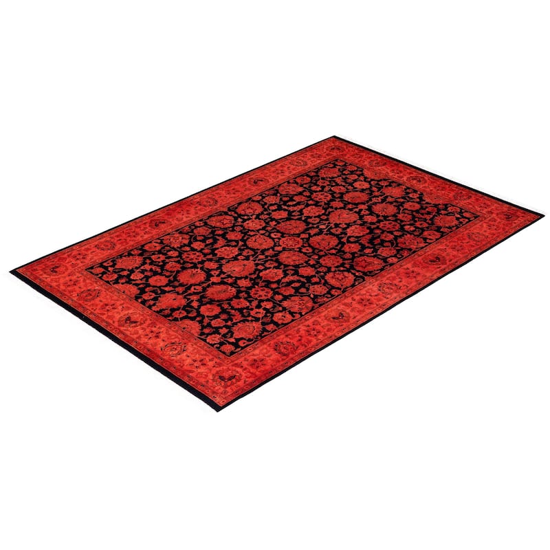 Overdyed, One-of-a-Kind Hand-Knotted Area Rug - Pink - 4' 1" x 6' 2"