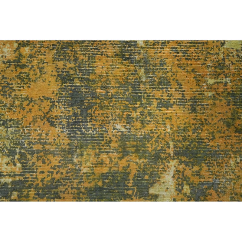 Hand Knotted Oriental Viscose Silk Carpet Modern All-Over Multi-Colored Abstract Area Rug - 8' 0'' X 5' 1''