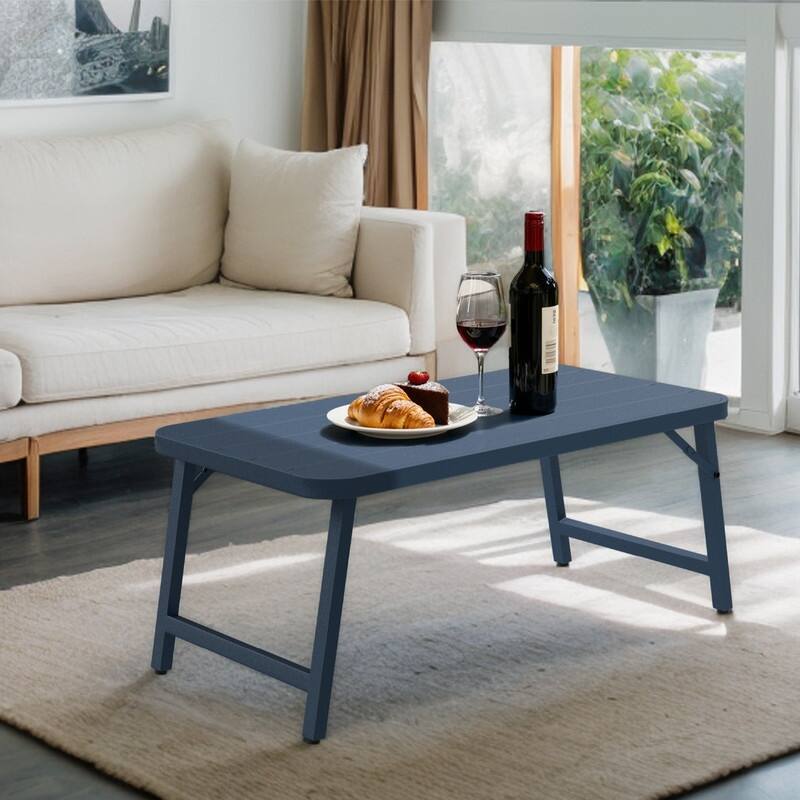 36 in. Folding Rectangle Metal Table,Outdoor Portable Picnic Table