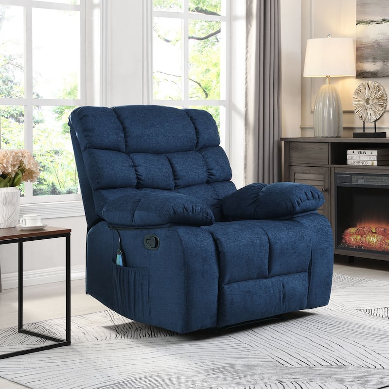 Blackshear Indoor Pillow Tufted Massage Recliner by Christopher Knight Home - Black + Navy Blue