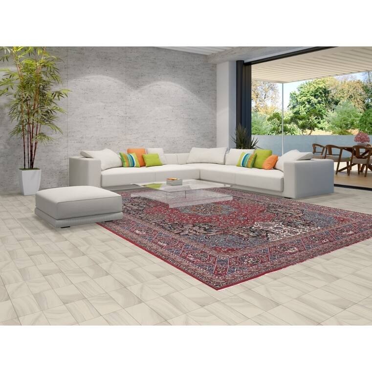 Animals Design Red Kashan Turkish Area Rug Machine Made Carpet - 9'9" x 13'0"