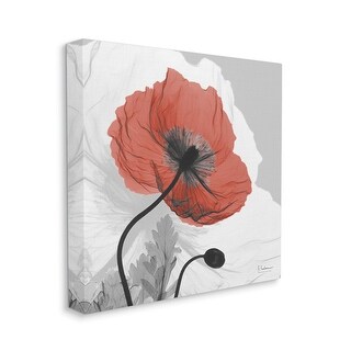 Stupell Translucent Red Poppy Floral Modern Flower Photography Canvas ...